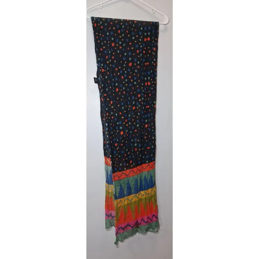 Gudrun sjoden womens long organic cotton scarf green orange black lightweight